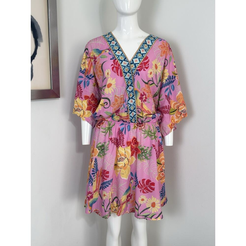 Cupshe Women Tropical Dolman Sleeve Mini Dress Coverup Beach Resort Rayon L NWT - Picture 3 of 16